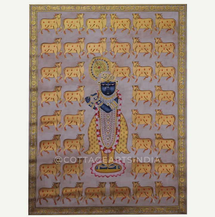 Pichwai Painting -Shreenathji With Sacred Cows