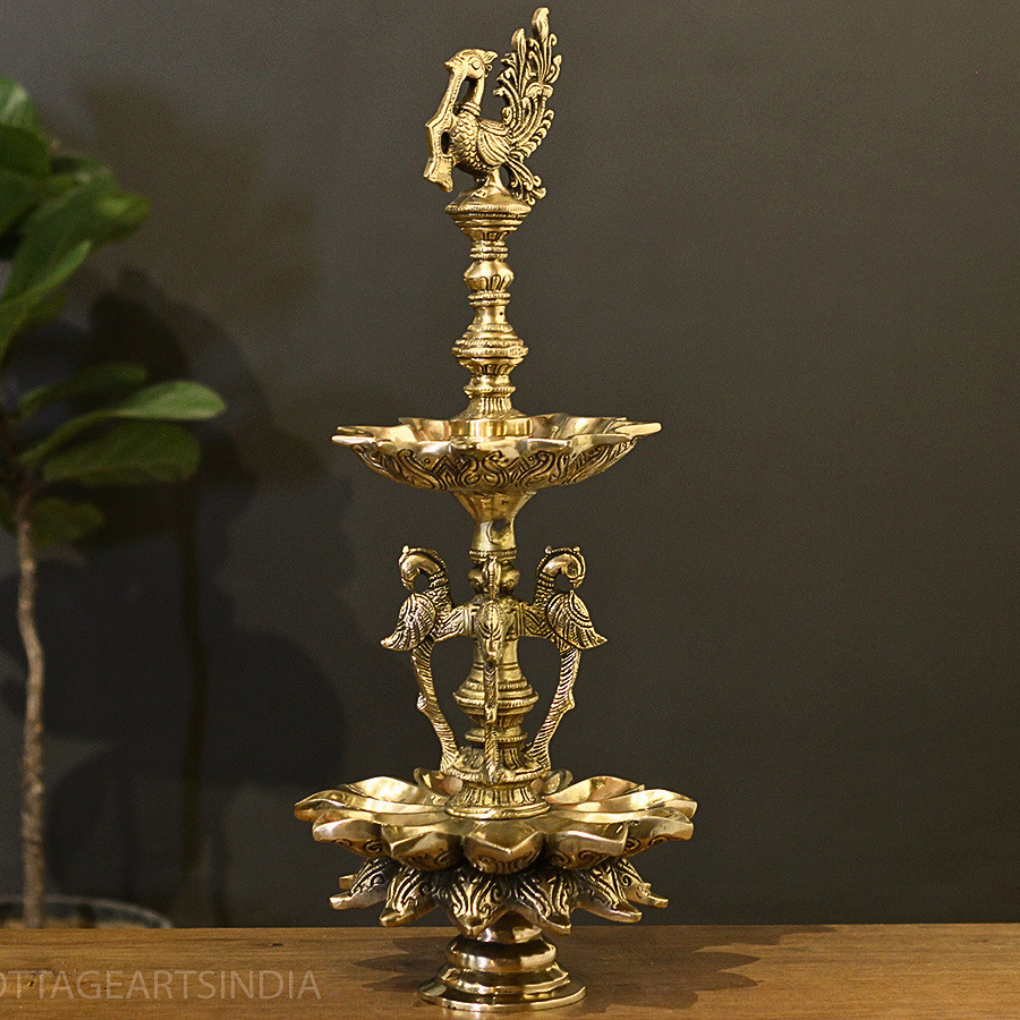 Brass Oil Lamp with Annapakshi