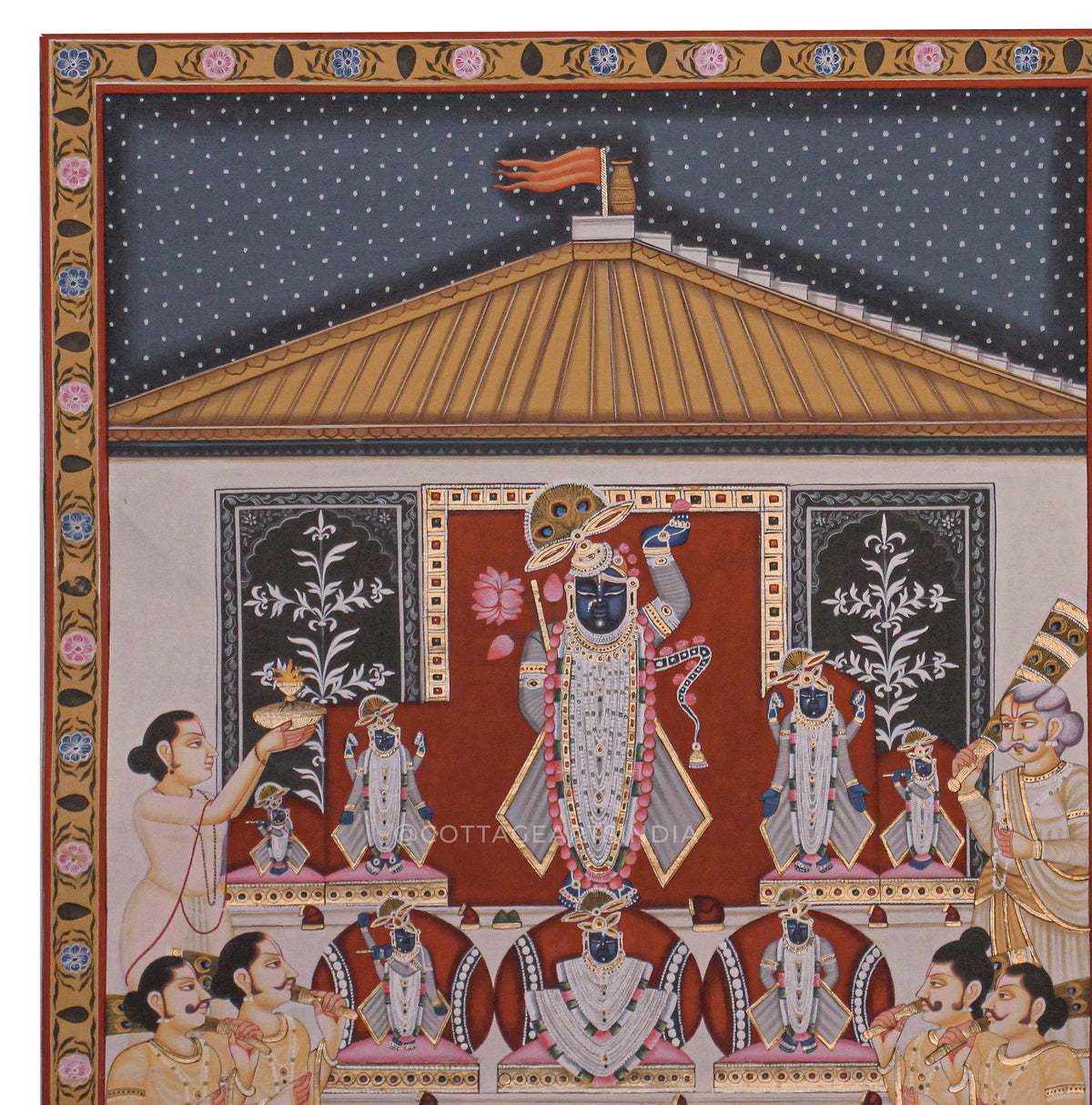 Shrinathji Annakut Darshan Pichwai Painting – Nathdwara Temple Festival Scene
