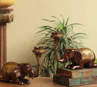 Brass Elephant Welcome Diya Pair