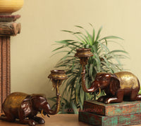 Brass Elephant Welcome Diya Pair