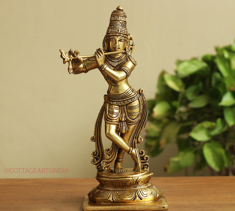 Brass Krishna 10.5 "