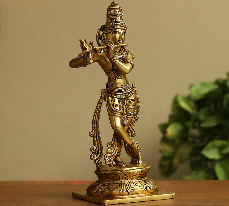 Brass Krishna 10.5 "