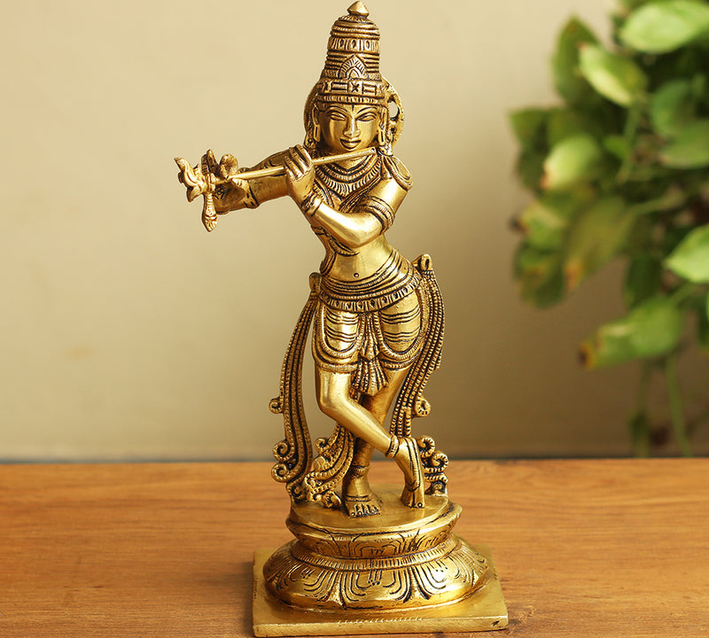 Brass Krishna 10.5 "