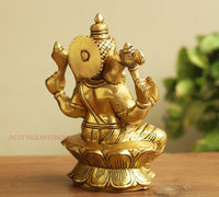 Brass Ganesh Sitting 8 inches