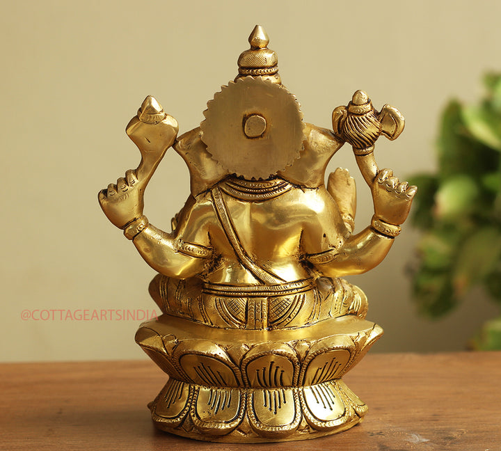 Brass Ganesh Sitting 8 inches on