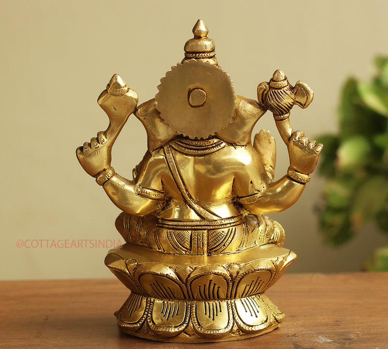 Brass Ganesh Sitting 8 inches on