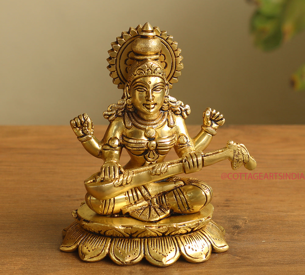 Brass Ganesh Laxmi Saraswati  6"