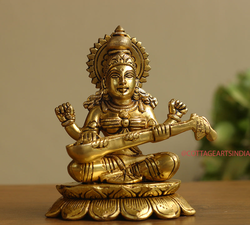 Brass Ganesh Laxmi Saraswati  6"