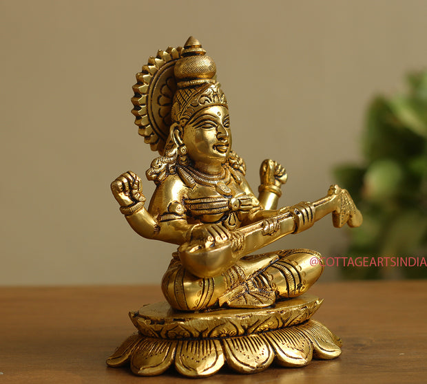 Brass Ganesh Laxmi Saraswati  6"