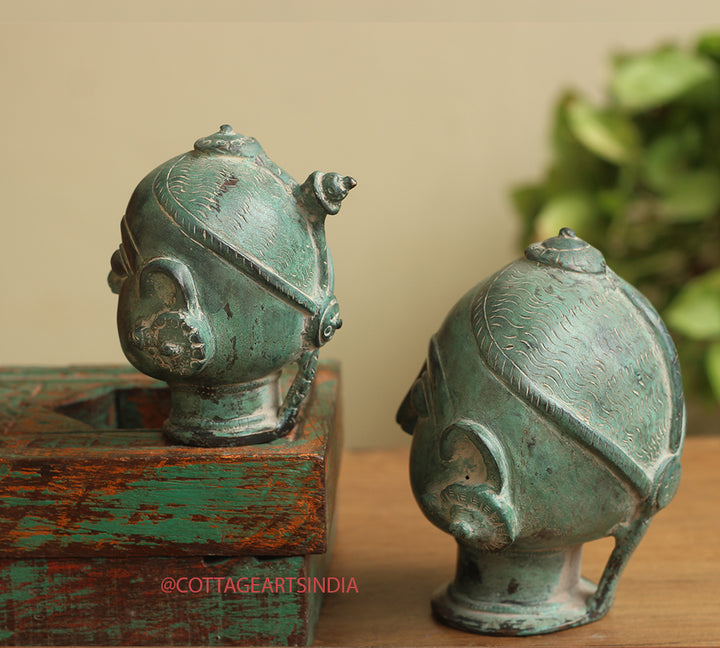 Brass Gauri Head Pair Rustic
