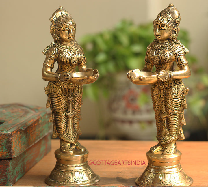 Brass Deeplaxmi 9" Pair