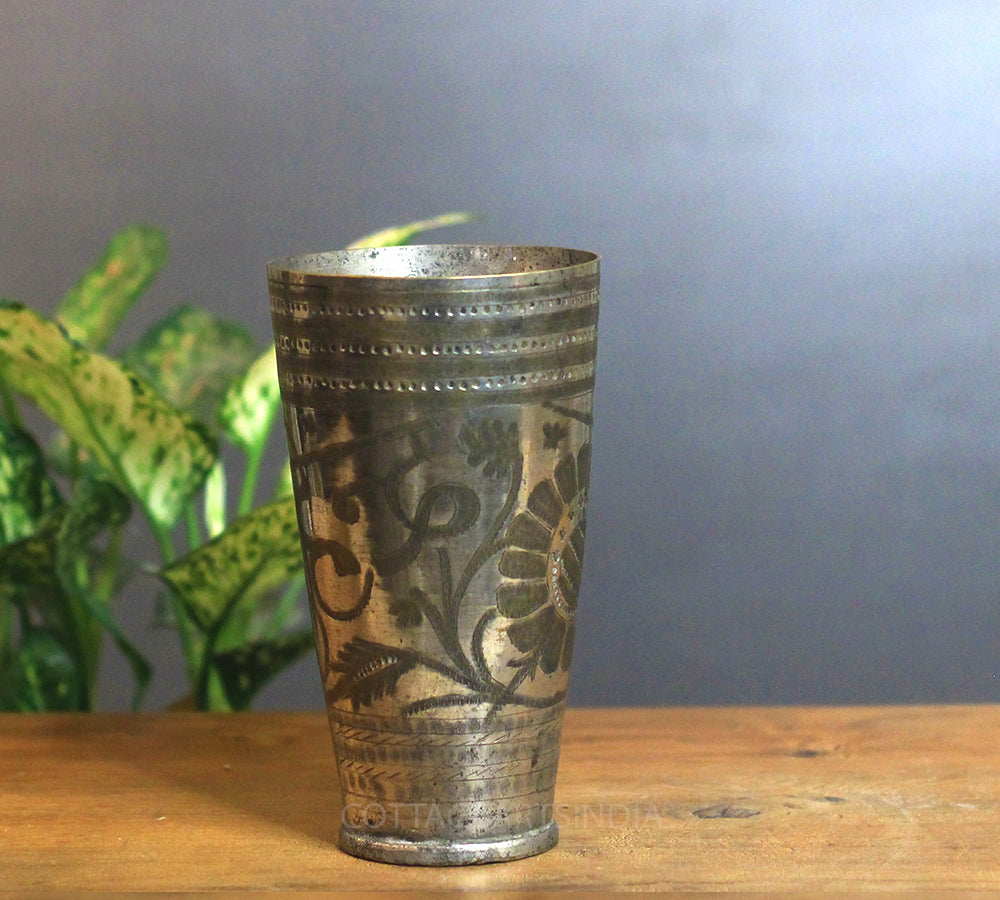 Vintage Brass Decorative Pot Glass