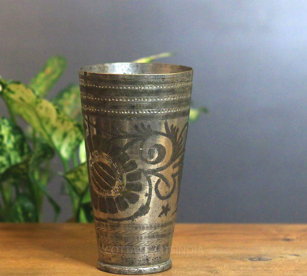 Vintage Brass Decorative Pot Glass
