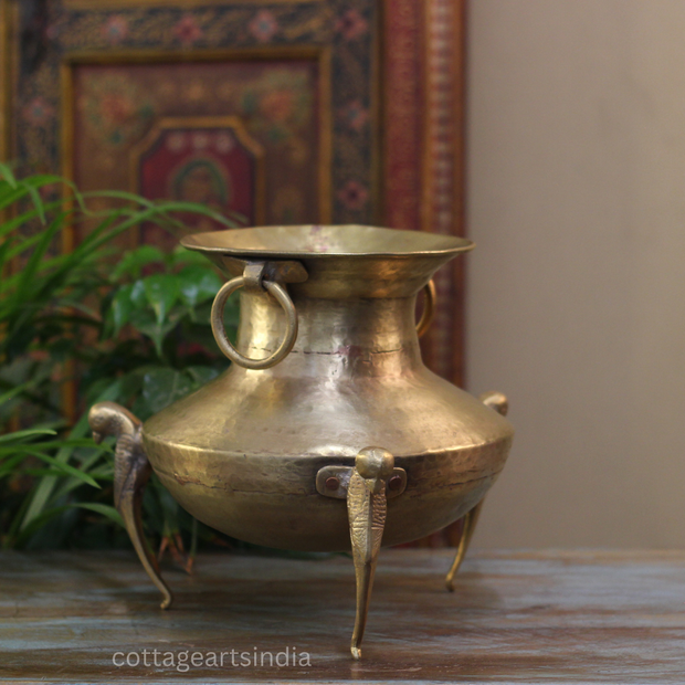 Brass Vintage Carved Planter