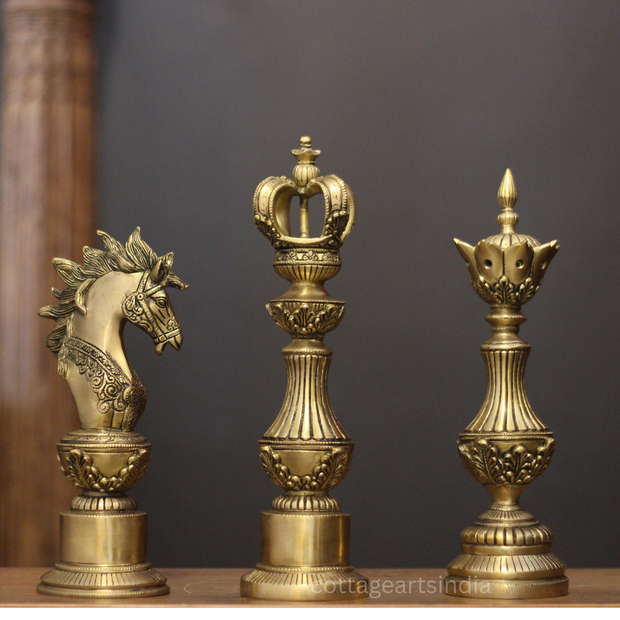 Antique Brass Chess Piece Finials – Knight, King & Bishop