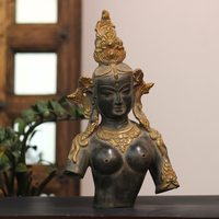 Brass Tara Bust – Antique Finish with Rustic Gold