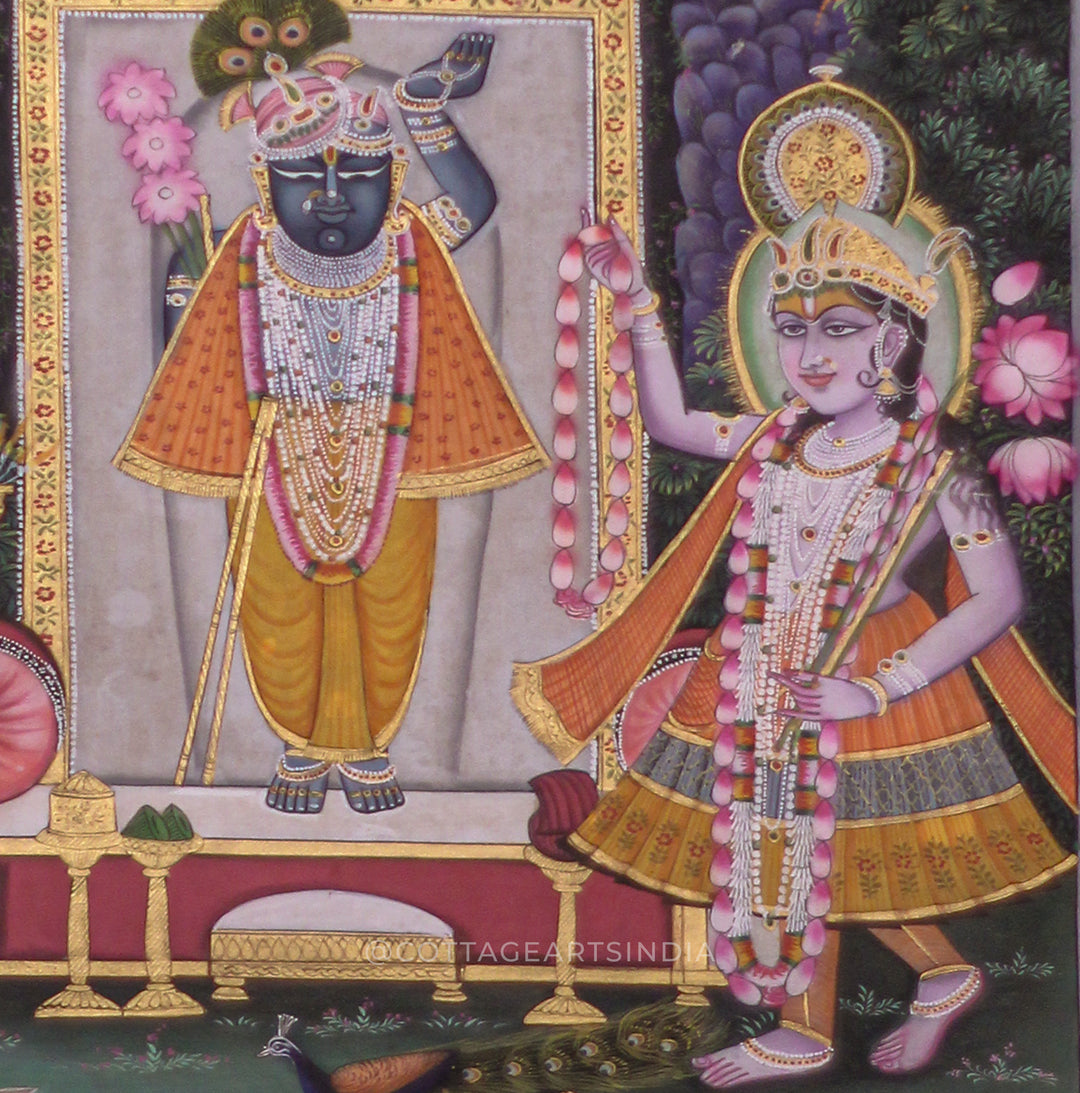 Gau Sewa Pichwai -Shrinathji Darshan with Vallabhacharya and Yamuna Ji