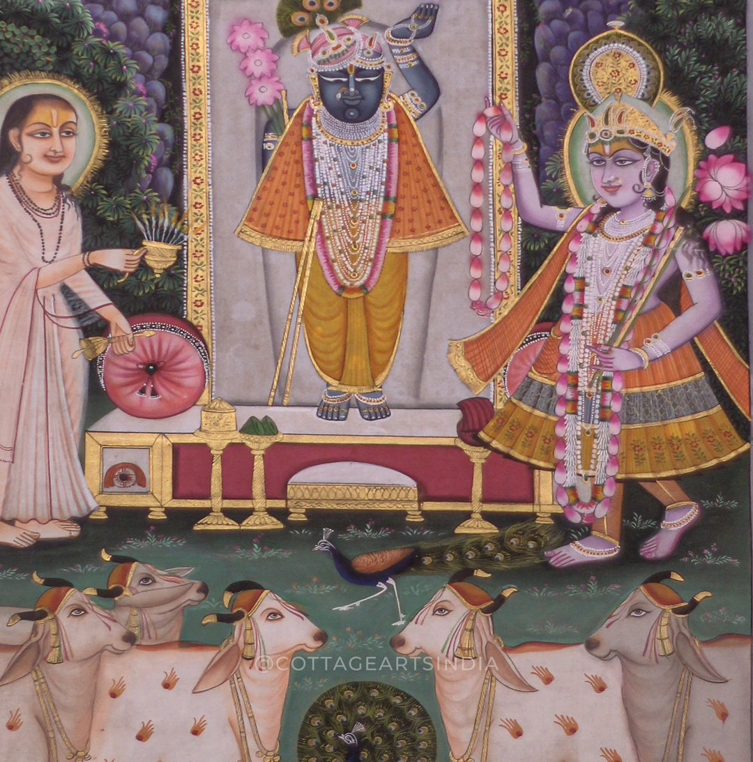 Gau Sewa Pichwai -Shrinathji Darshan with Vallabhacharya and Yamuna Ji