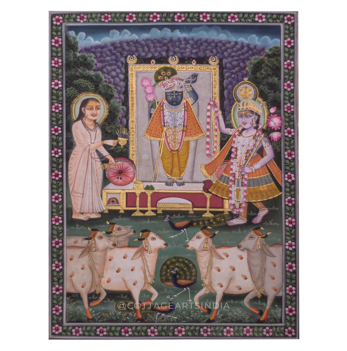 Gau Sewa Pichwai -Shrinathji Darshan with Vallabhacharya and Yamuna Ji