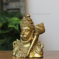 Handcrafted Brass Lord Hanuman Bust with Gada