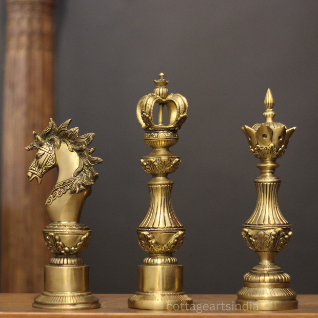 Antique Brass Chess Piece Finials – Knight, King & Bishop