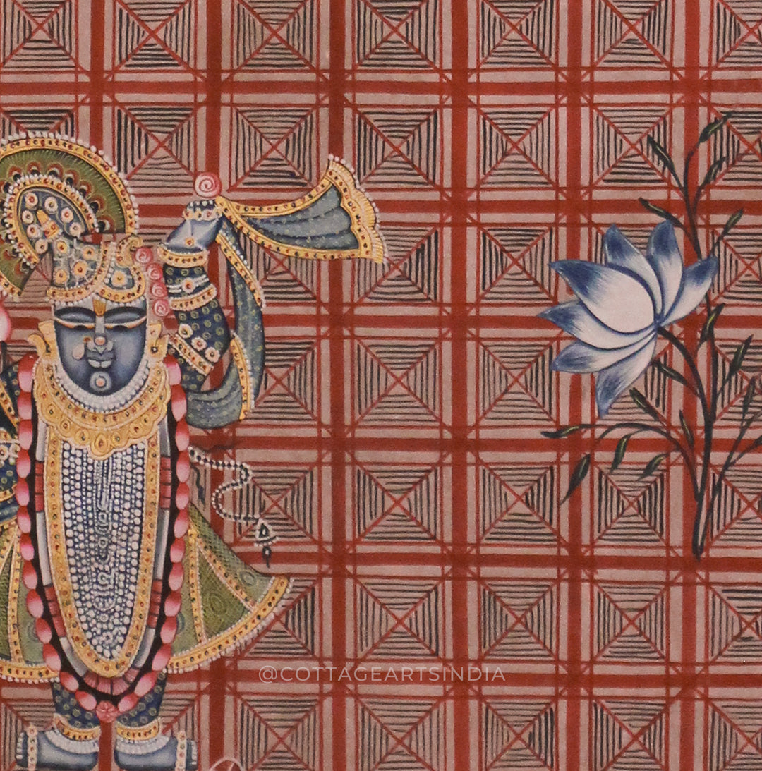 Pichwai Painting Shreenaath ji - Lotus and Tree