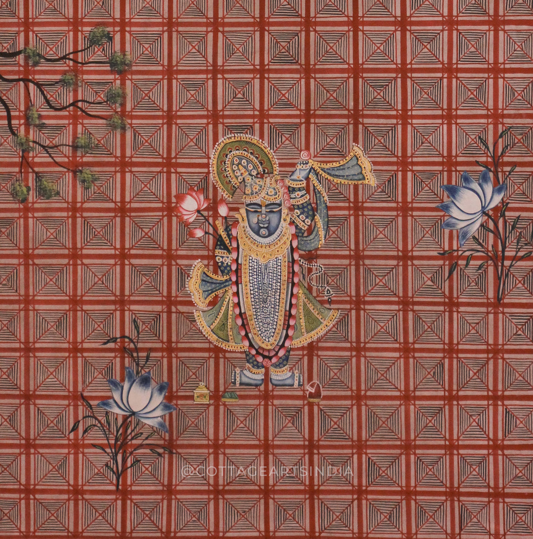 Pichwai Painting Shreenaath ji - Lotus and Tree