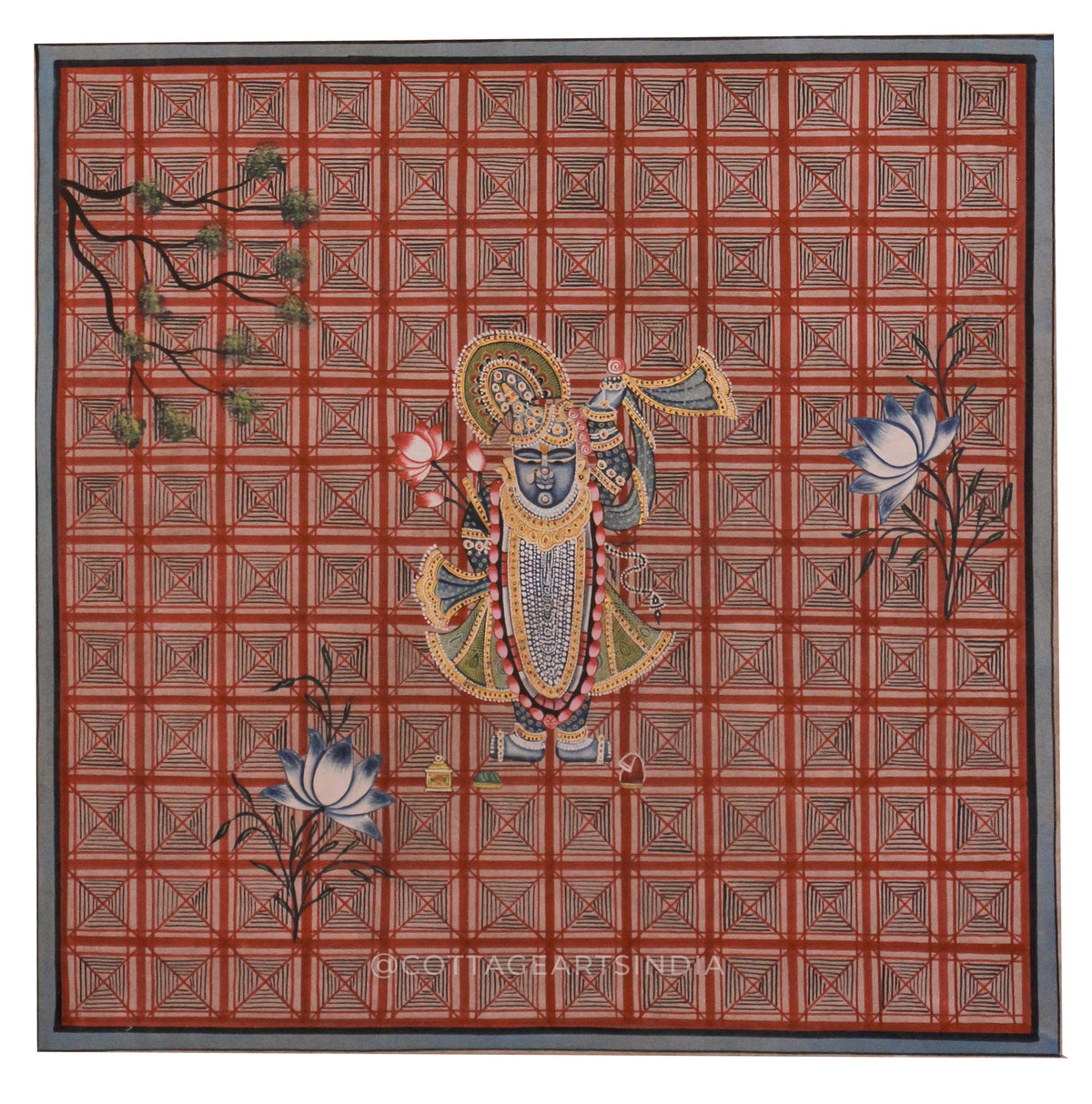 Pichwai Painting Shreenaath ji - Lotus and Tree