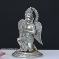 Sitting Brass Garuda in Silver Finish with Folded Hands