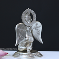 Sitting Brass Garuda in Silver Finish with Folded Hands
