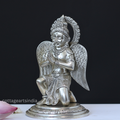Sitting Brass Garuda in Silver Finish with Folded Hands
