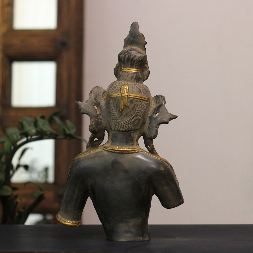 Brass Tara Bust – Antique Finish with Rustic Gold
