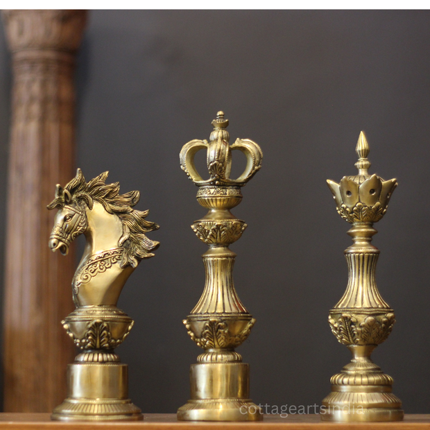 Antique Brass Chess Piece Finials – Knight, King & Bishop