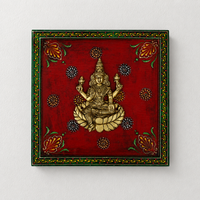 Wooden Handpainted Framed Brass Ashtalakshmi And Lotus -Set of 9