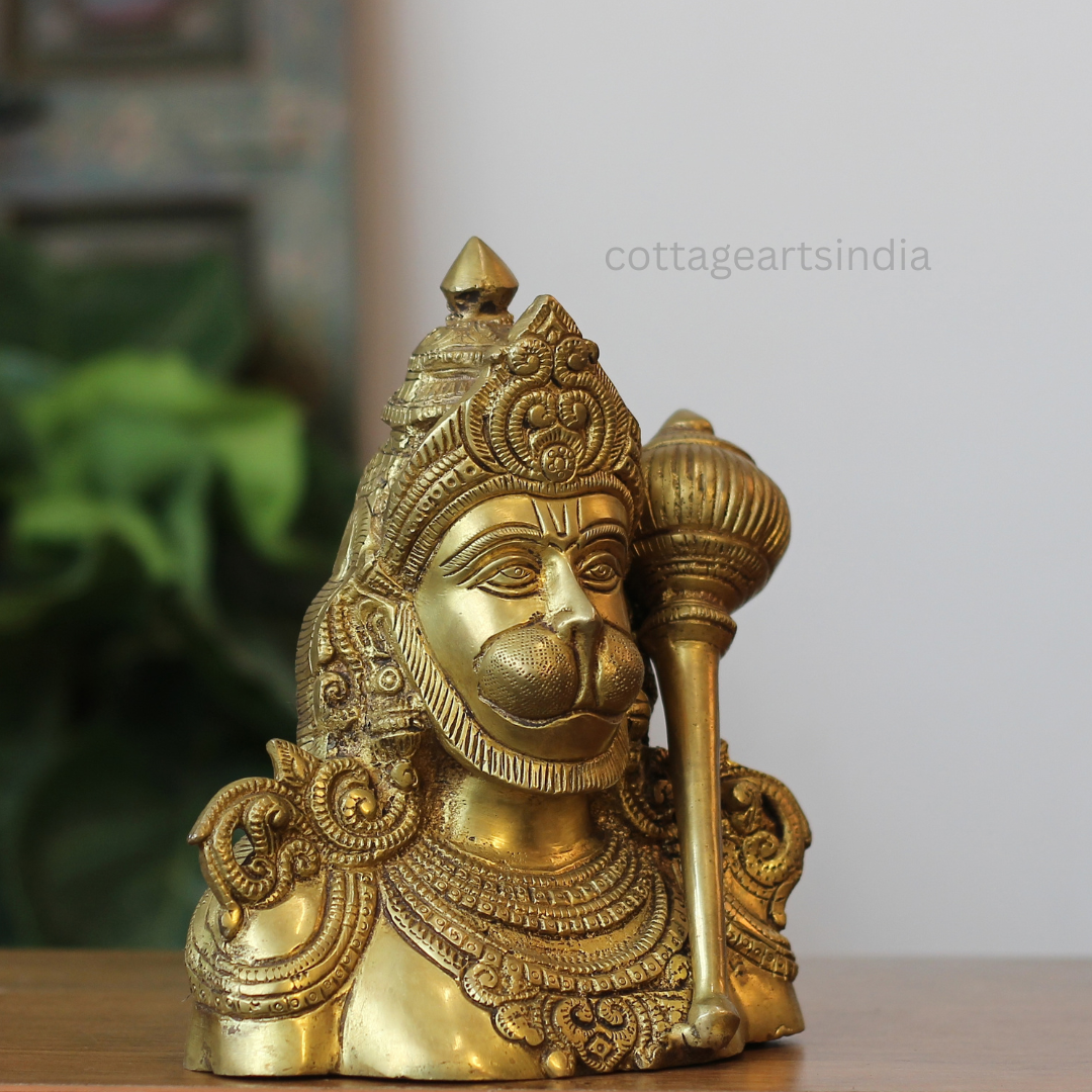 Handcrafted Brass Lord Hanuman Bust with Gada