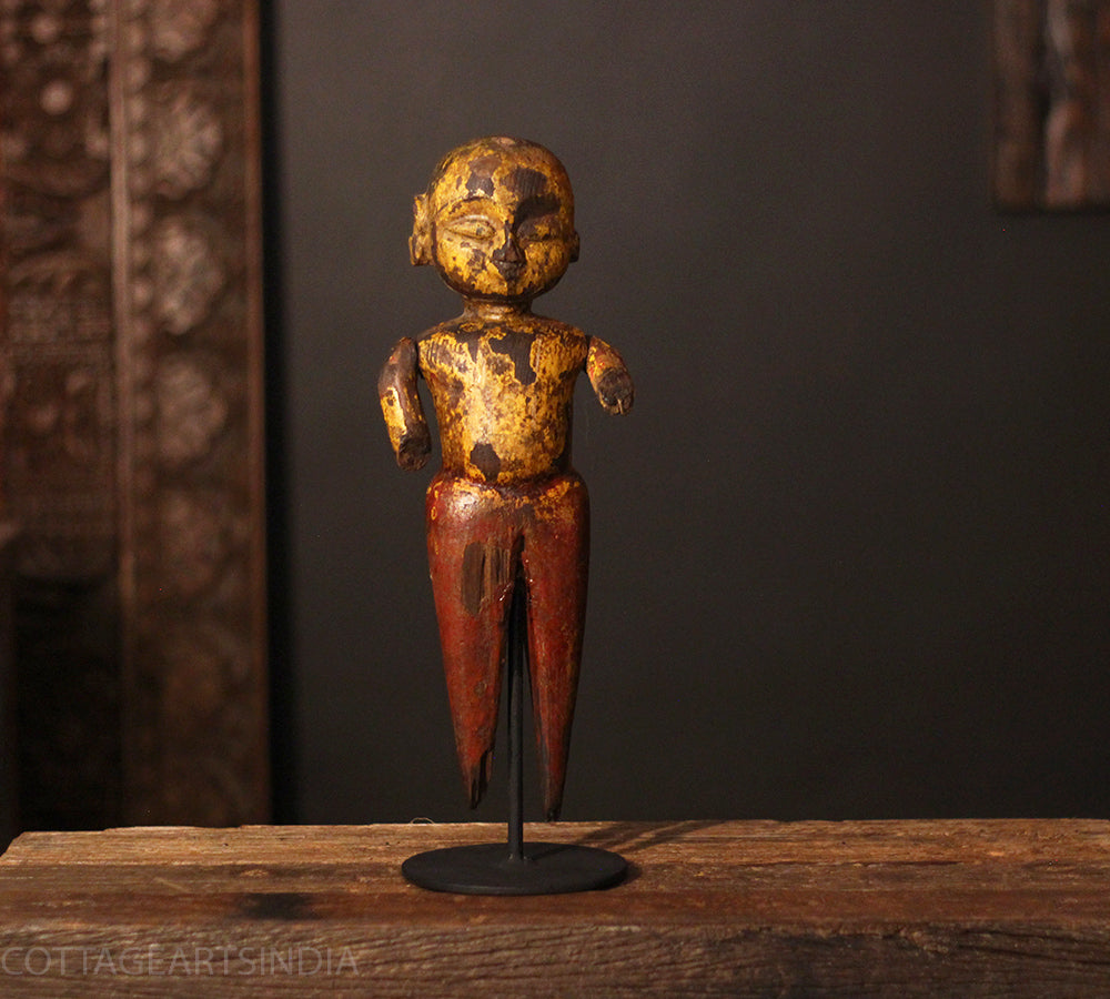 Vintage Hand-Carved Tribal Wooden Figurine on Stand -A Rare Find