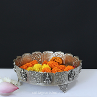 Silver Plated Brass Ashtalakshmi Urli Bowl | Handcrafted Puja Decor