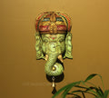 Wooden Ganesha Mask Wall Hanging 12"