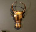Brass Bull Head Wall Hanging Brown Antique