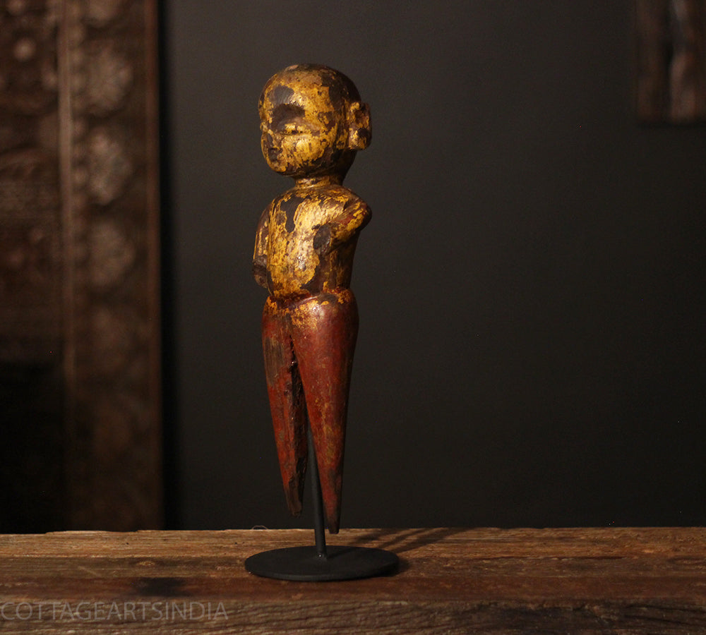 Vintage Hand-Carved Tribal Wooden Figurine on Stand -A Rare Find