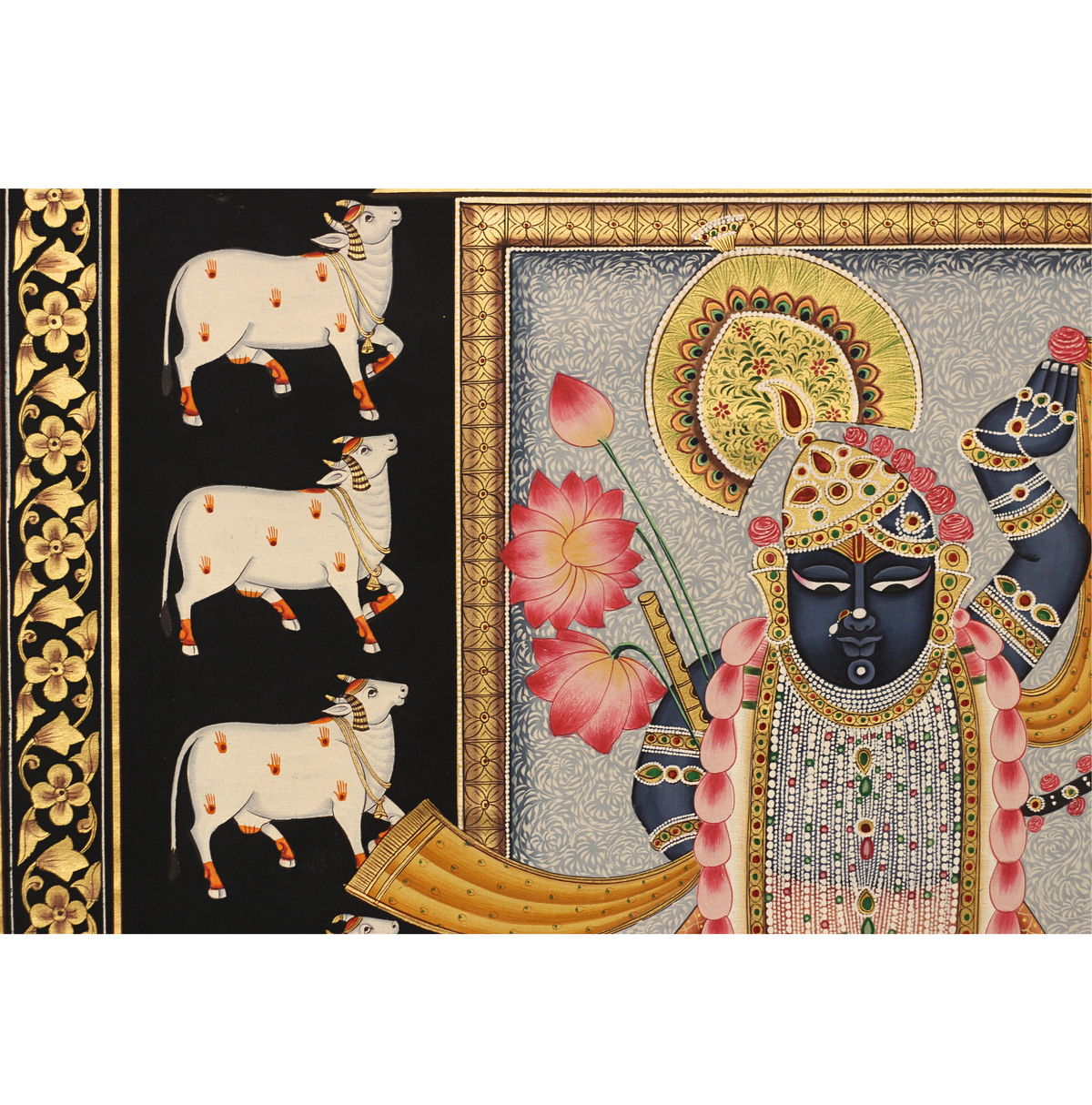 Shrinathji Pichwai Painting With Cows