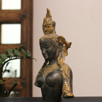 Brass Tara Bust – Antique Finish with Rustic Gold