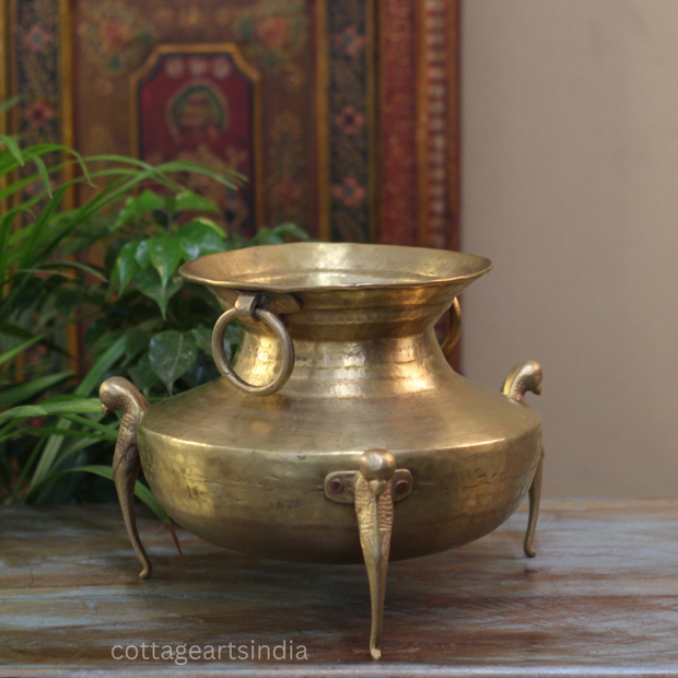 Brass Vintage Carved Planter