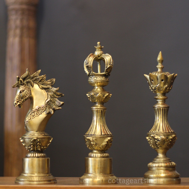 Antique Brass Chess Piece Finials – Knight, King & Bishop