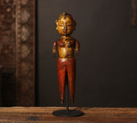 Vintage Hand-Carved Tribal Wooden Figurine on Stand - A Rare Find