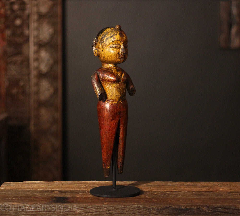 Vintage Hand-Carved Tribal Wooden Figurine on Stand - A Rare Find