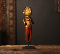 Vintage Hand-Carved Tribal Wooden Figurine on Stand - A Rare Find