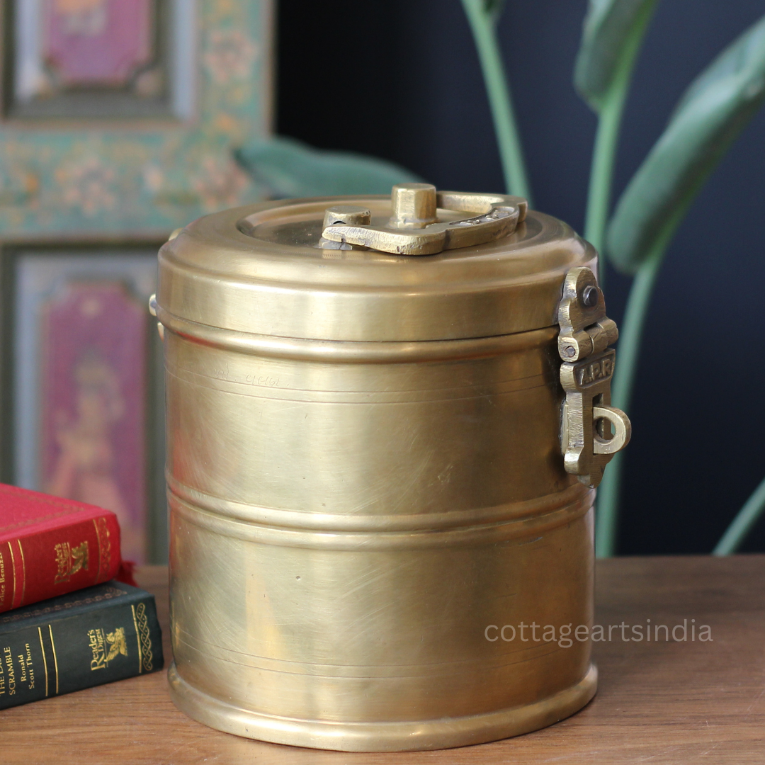Vintage Brass Rice Storage Box