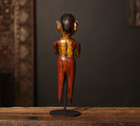 Vintage Hand-Carved Tribal Wooden Figurine on Stand - A Rare Find